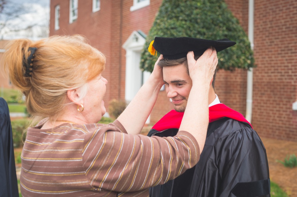 Graduating student wearing cap