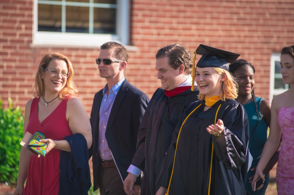 Students walking to commencement